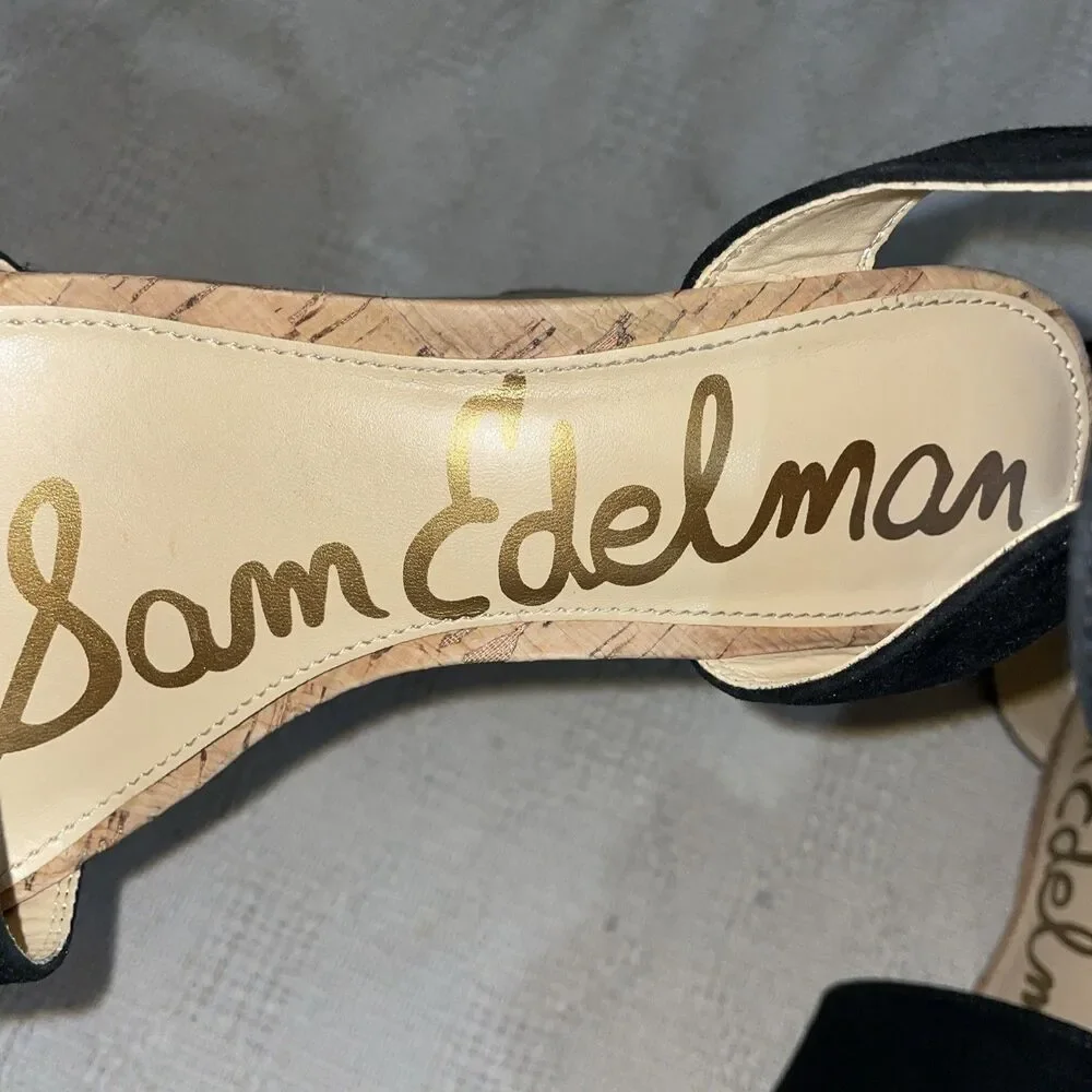 Sam Edelman Women’s Wedge Dress Shoes Size 6.5 M Black Ankle Strap Going out